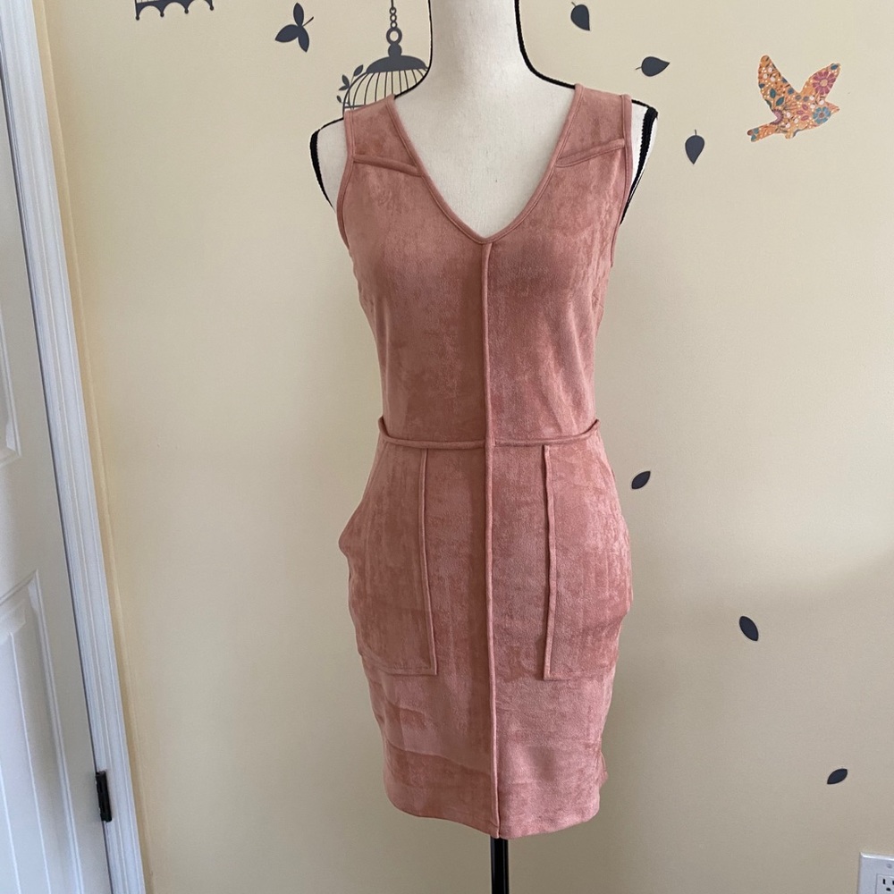Faux suede mini dress